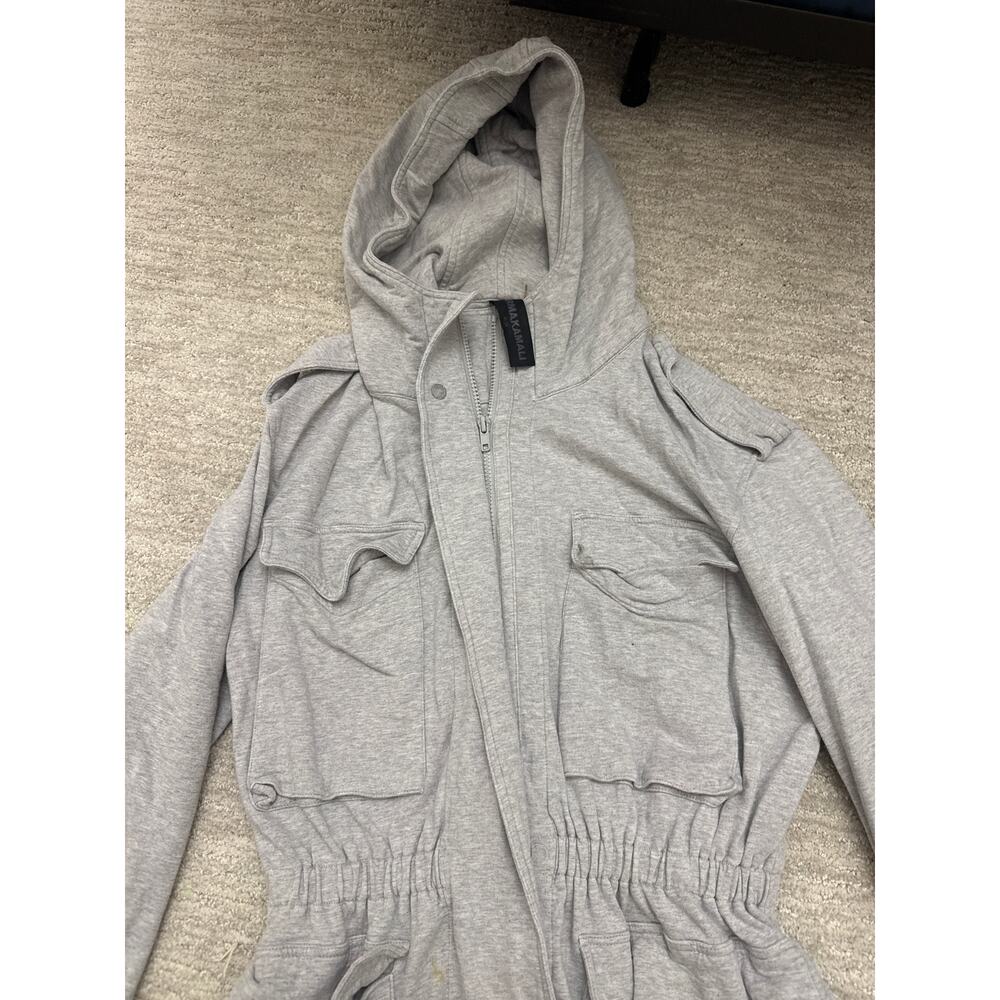 Norma Kamali Gray Hooded Utility Jacket Coat – Women’s Size M – Stretch Cotton - Picture 2 of 4
